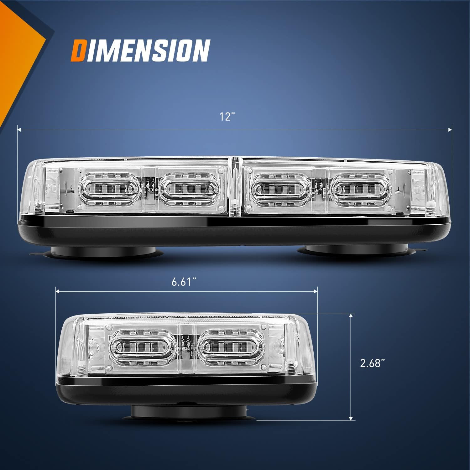 Nilight 12 Inch Roof Top Strobe Lights 48LED Hazard Light Emergency Safety Warning LED Flashing Light Bar Magnetic Mount 12V 24V Cars Trucks Tractors Snow Plows Construction Vehicles,2 Years Warranty