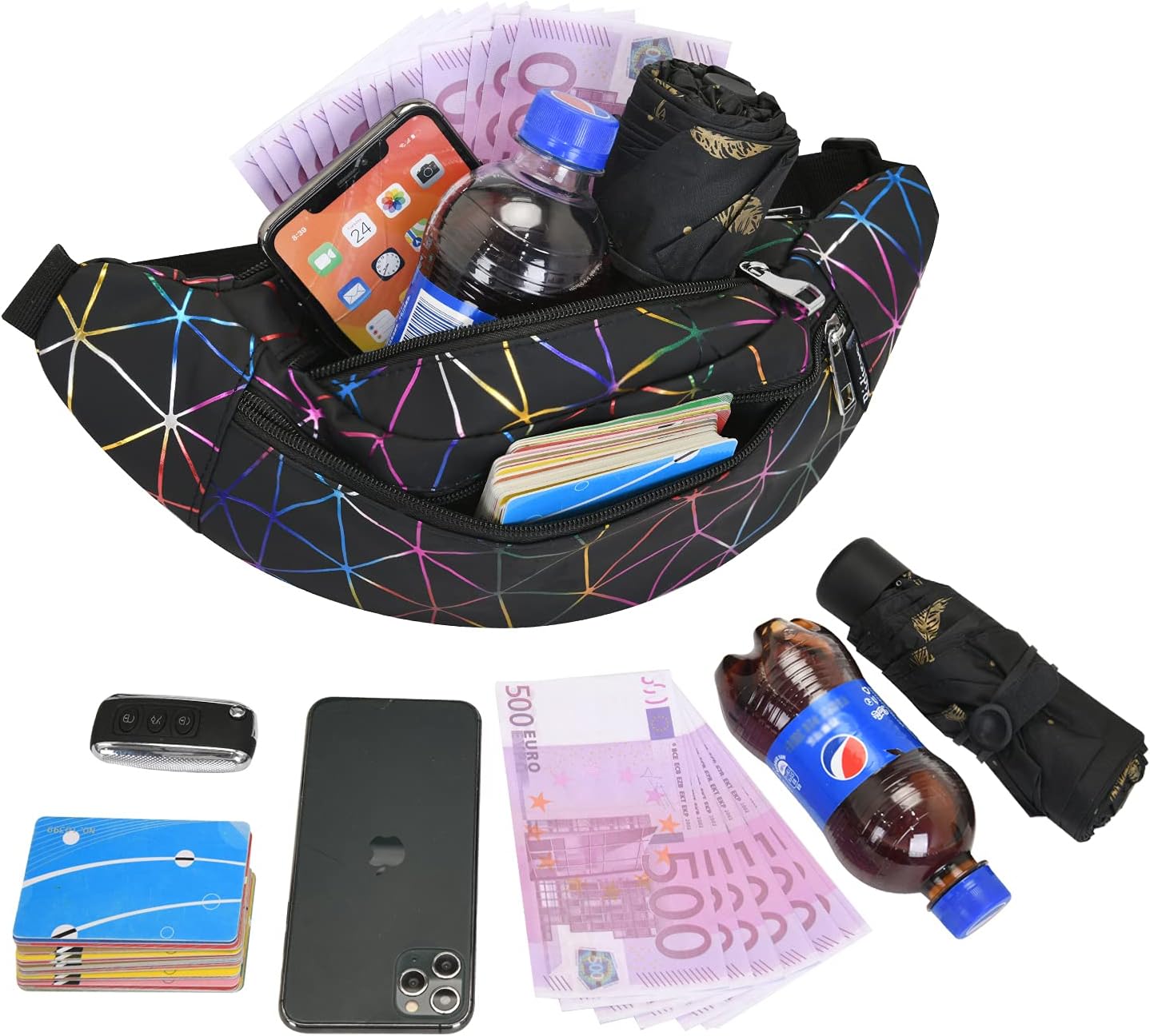 Bumbags Fashion PU Leather Shiny Fanny Packs for Women Waterproof Waist Bag for Ladies Running Walking Hiking Shopping Travel Belt Bags Money Hip Pouch Pack - Image 3