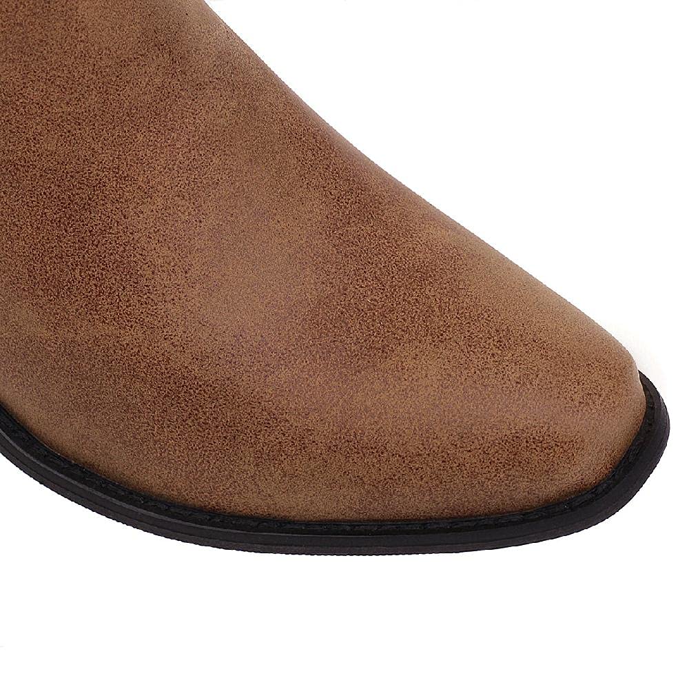 Bottines En Cuir Marron Pour Femme - Style Médiéval/vintage, Fermeture éclair, Petit Talon - Pour équitation, Cowboy, Quotidien