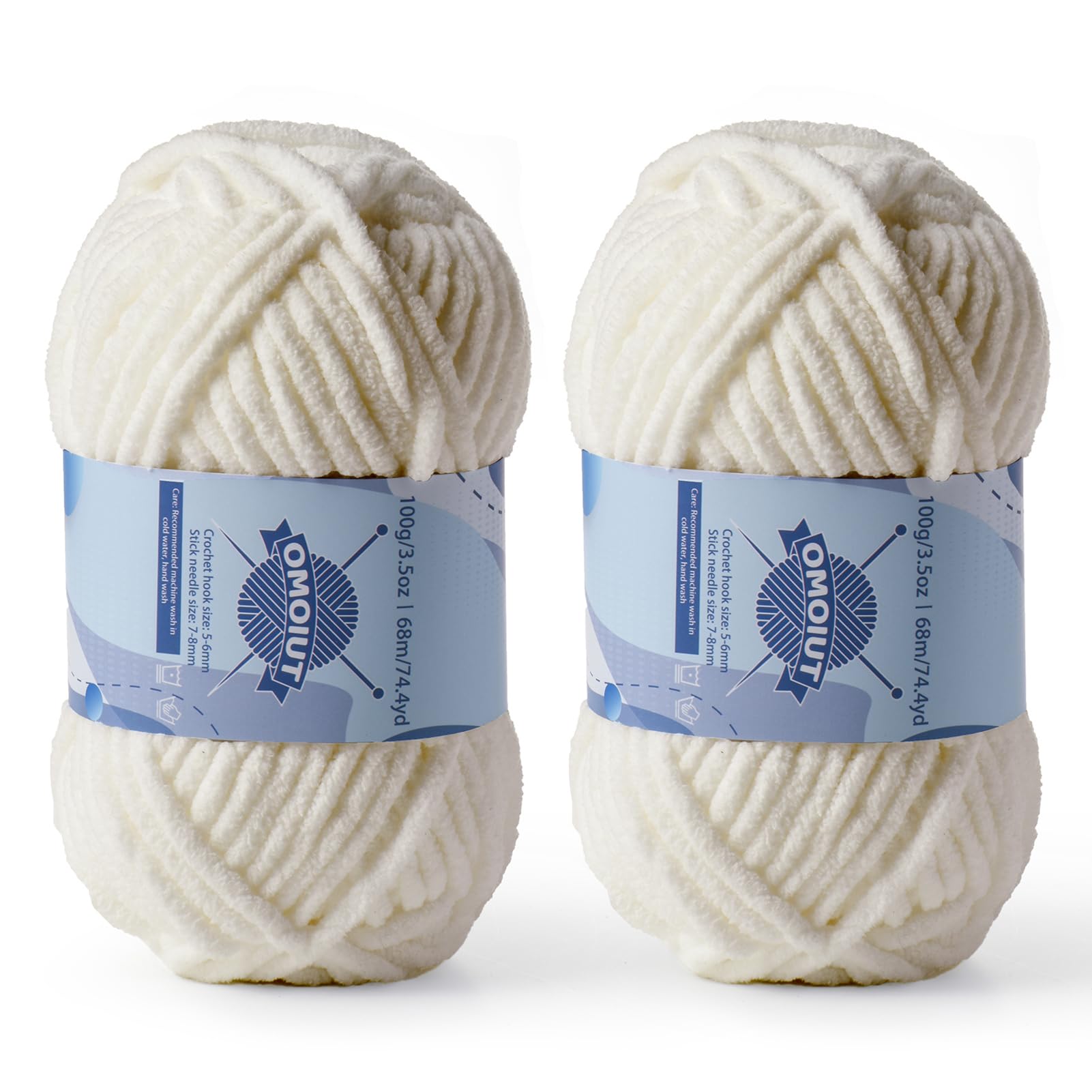 2 Pack Chunky Chenille Yarn for Crocheting, Baby Yarn for Crocheting Soft Blankets, Bulky Yarns for Crochet Amigurumi, 200g (148.7yds) Fluffy Velvet Yarns for Hand Knitting (2 Light Khaki)