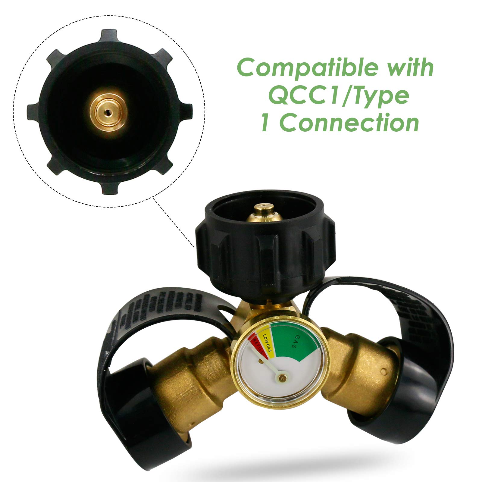 DOZYANT Propane Splitter, Propane Tank Y Splitter Adapter with Valves