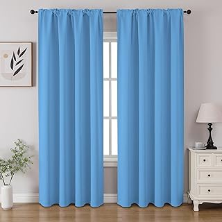 CUCRAF Light Blue Blackout Curtains 84 inch Length 2 Panels Set, Rod Poc...