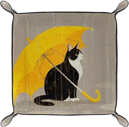 Miniatura 2 de Soporte de bandeja de valet de cuero Bandeja de escritorio de oficina para gatos, organizador de almacenamiento de escritorio para llaves, teléfono