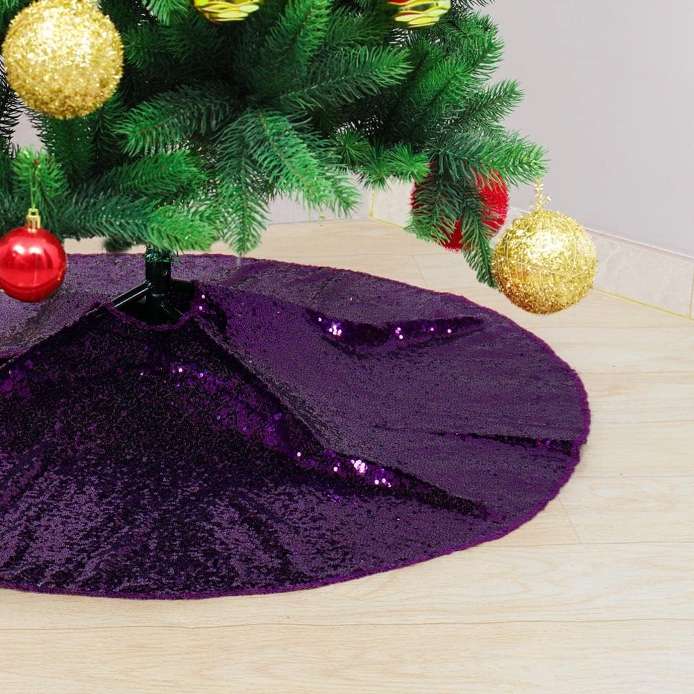 Partisout Sequin Tree Skirt Glitter Christmas Tree Skirt