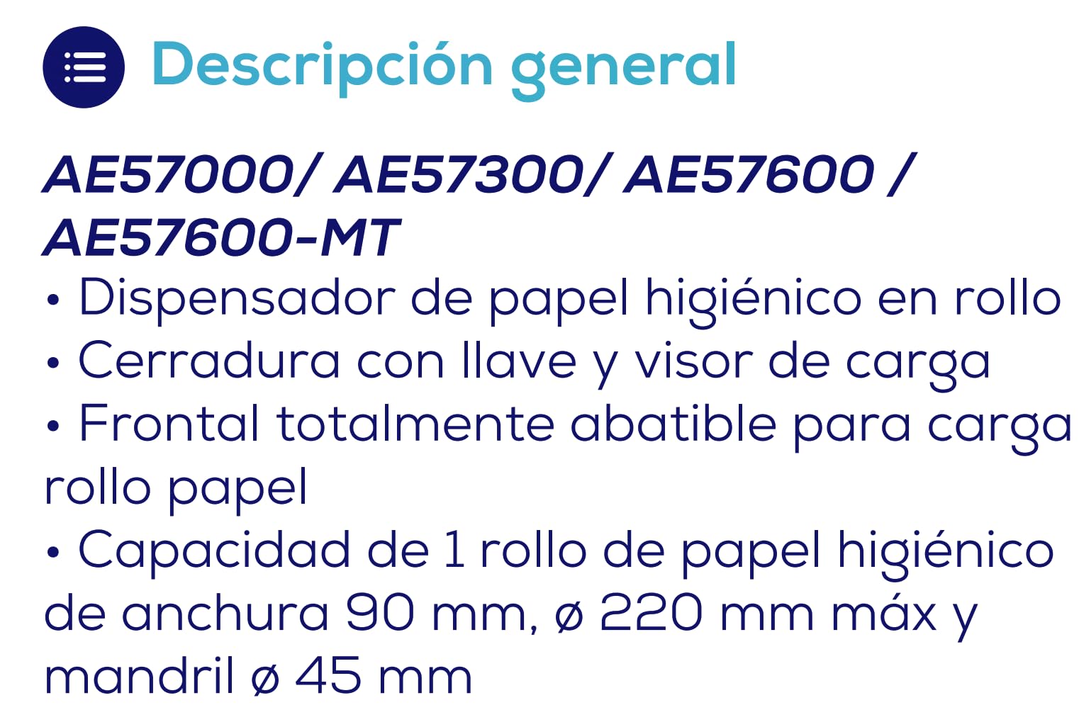 Jofel - Portarrollos de Papel Higiénico Industrial Mediano, Dispensador de Papel en Rollos 300m, 220mm Diámetro, Mandril 45mm, Ideal Baños Públicos, ABS , AE57600-MT Negro Mate