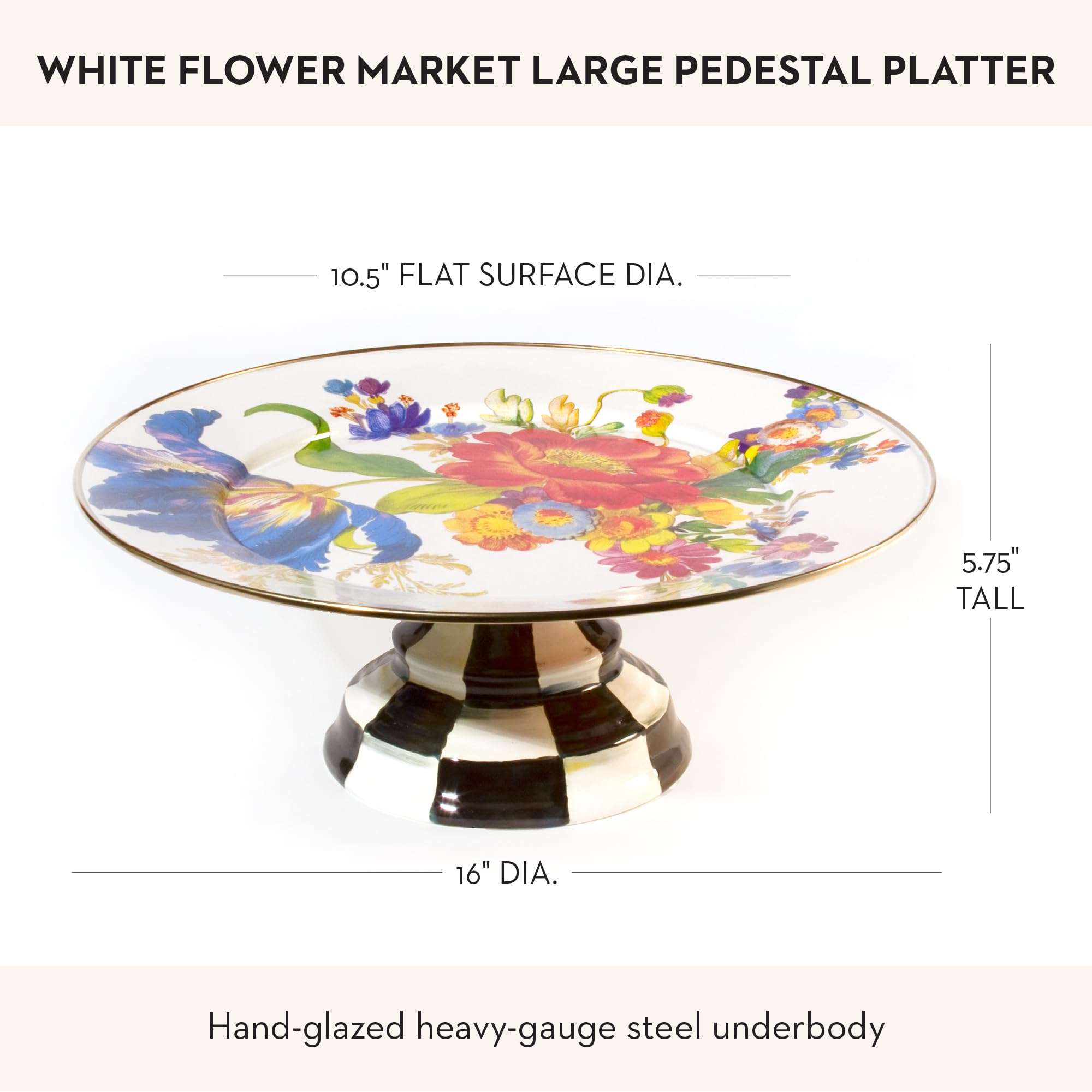 Amazon.com | MACKENZIE-CHILDS Enamel Pedestal Platter, Round Cake