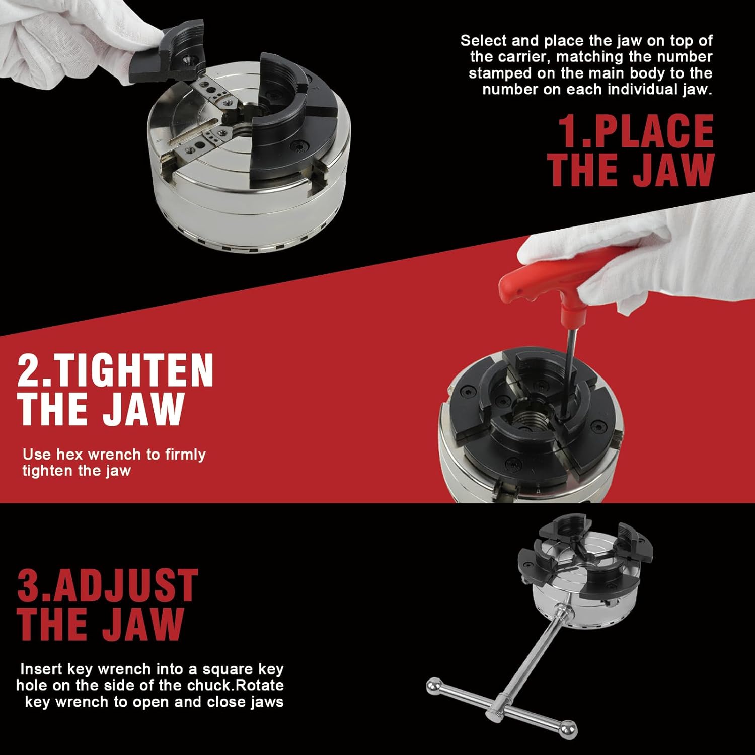 Wood Lathe Machine with 5 Jaw Chuck Set, Wood Lathe Machine, 12 x 18 inch, 550W 3/4HP, 5 Speed Settings 600-2800 RPM Benchtop Leather,with Thickened Tool Rest