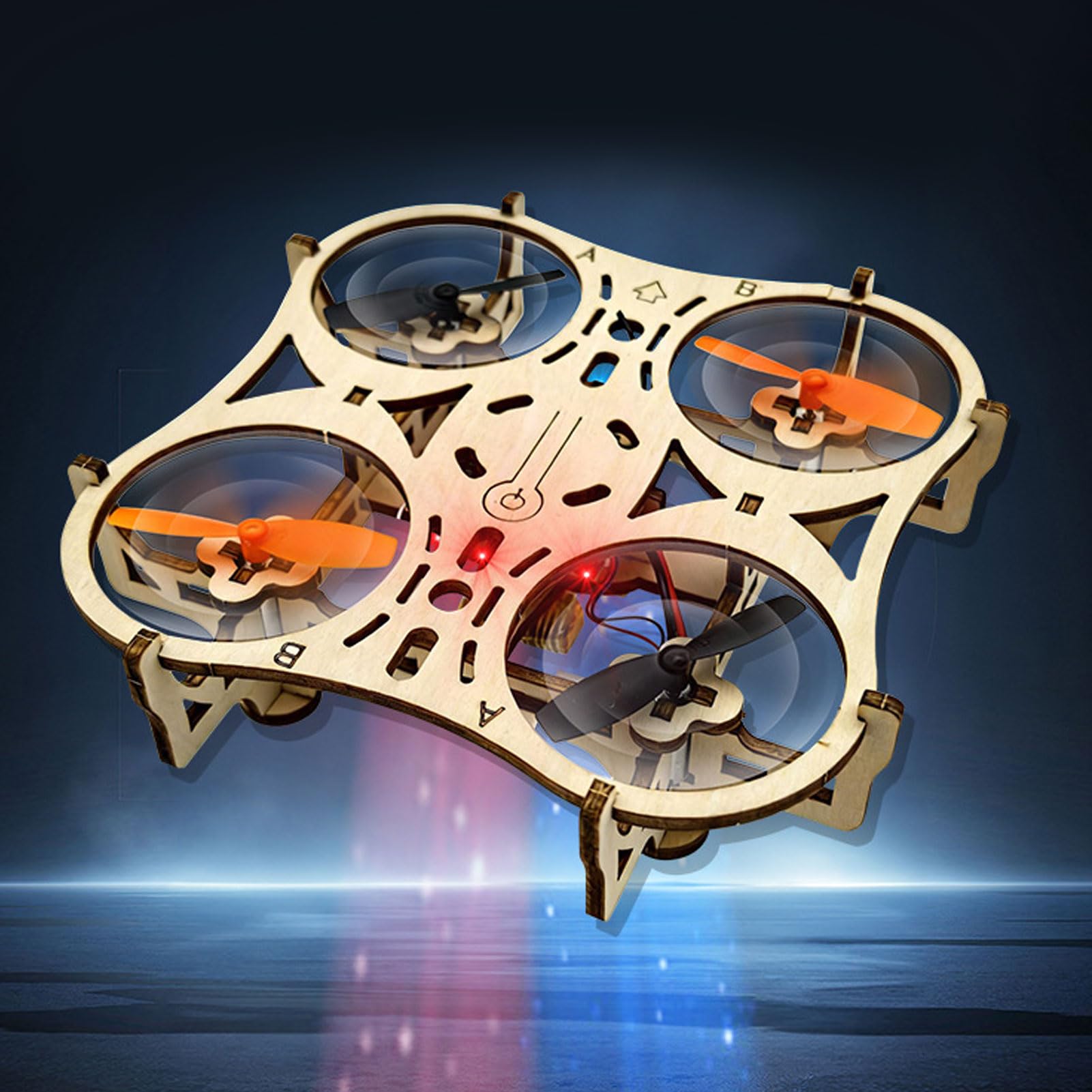 Sxhlseller Kit Drone in Legno Fai-da-te Quadricottero per Principianti |Modello di Aereo 3D in Legno di Faggio con Telaio Protettivo, Progetto STEM in modalità Senza Testa con Decollo