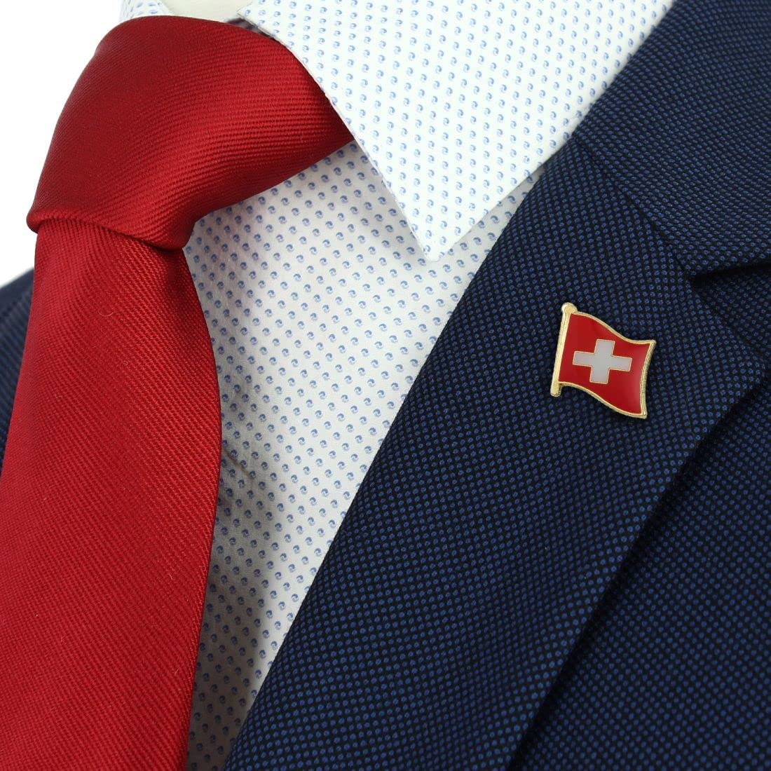 Pin's Bandera Suiza Flotante – Banderas – Calidad de acabado – Pin – Pin – Insignia – PINS EUROPE, rojo, Talla única