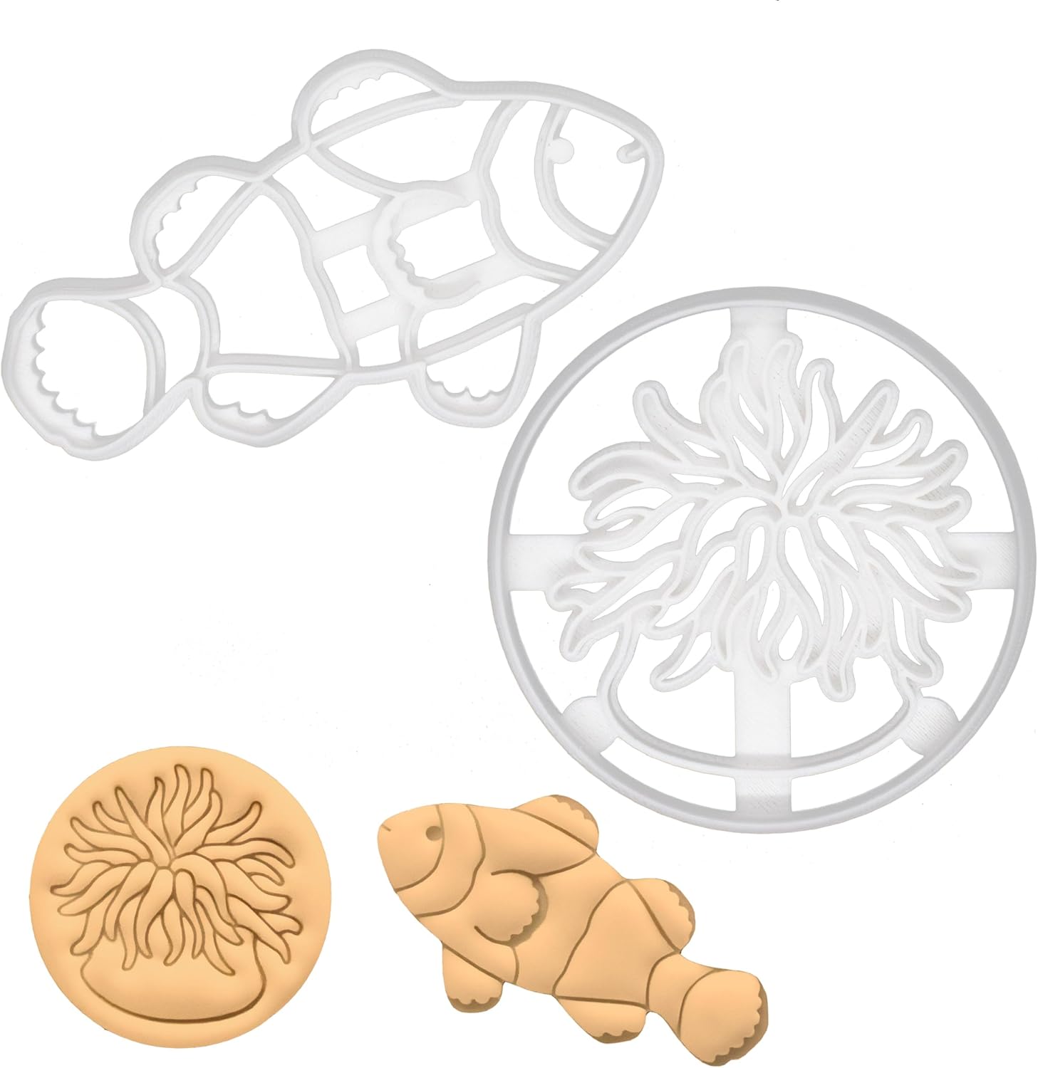 Set of 2 Sea Anemone and Clownfish cookie cutters, 2 pieces - Bakerlogy