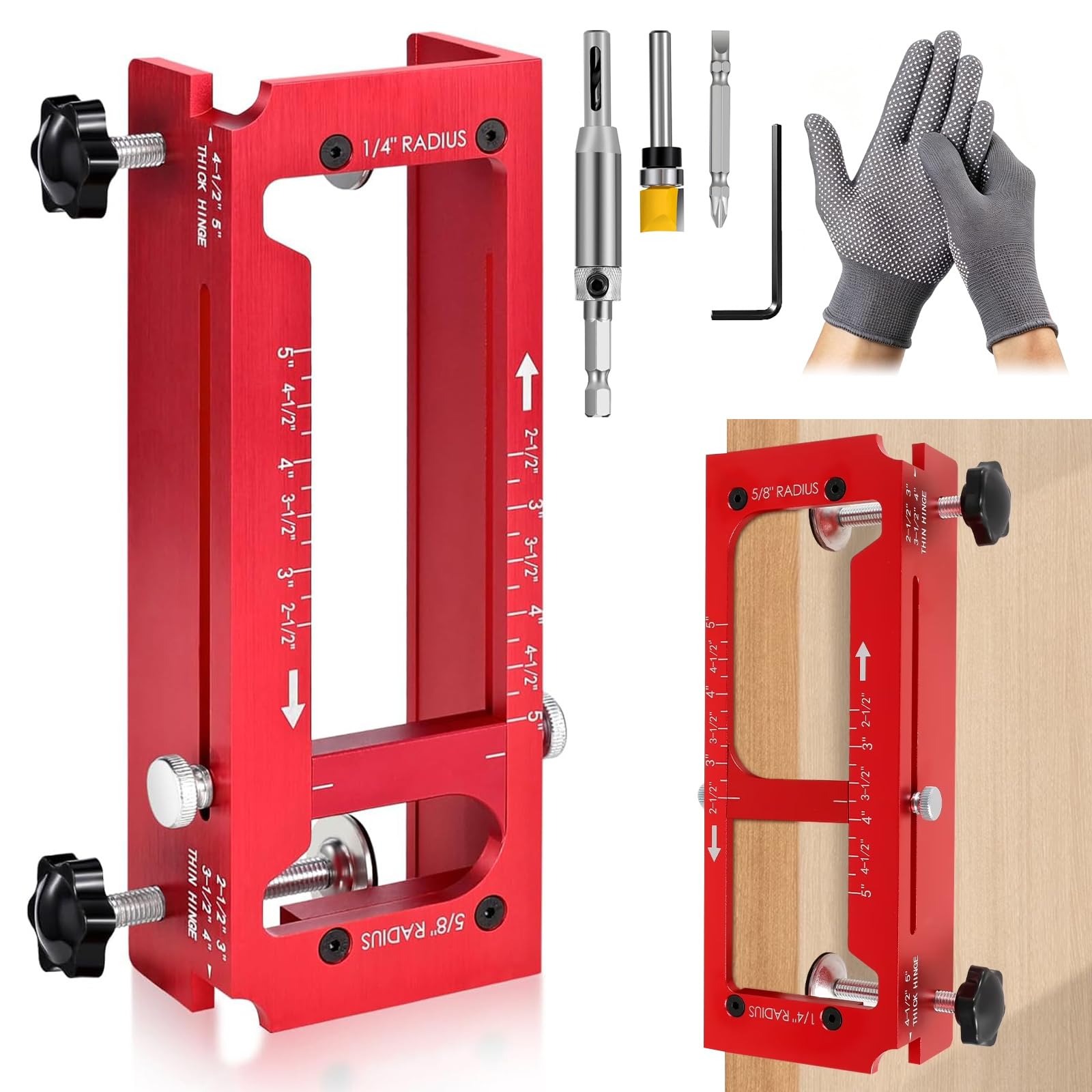 Door Hinge Jig Kit Adjustable Door Hinge Mortiser Jig Tool Aluminum Alloy