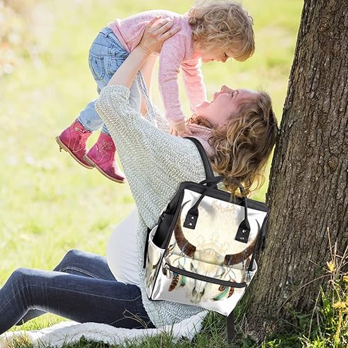Miniatura 6 de cfpolar Mochila para pañales con diseño de mandala cráneo de maternidad para recién nacidos bolsas grandes para bebés para mamás padres mochila de