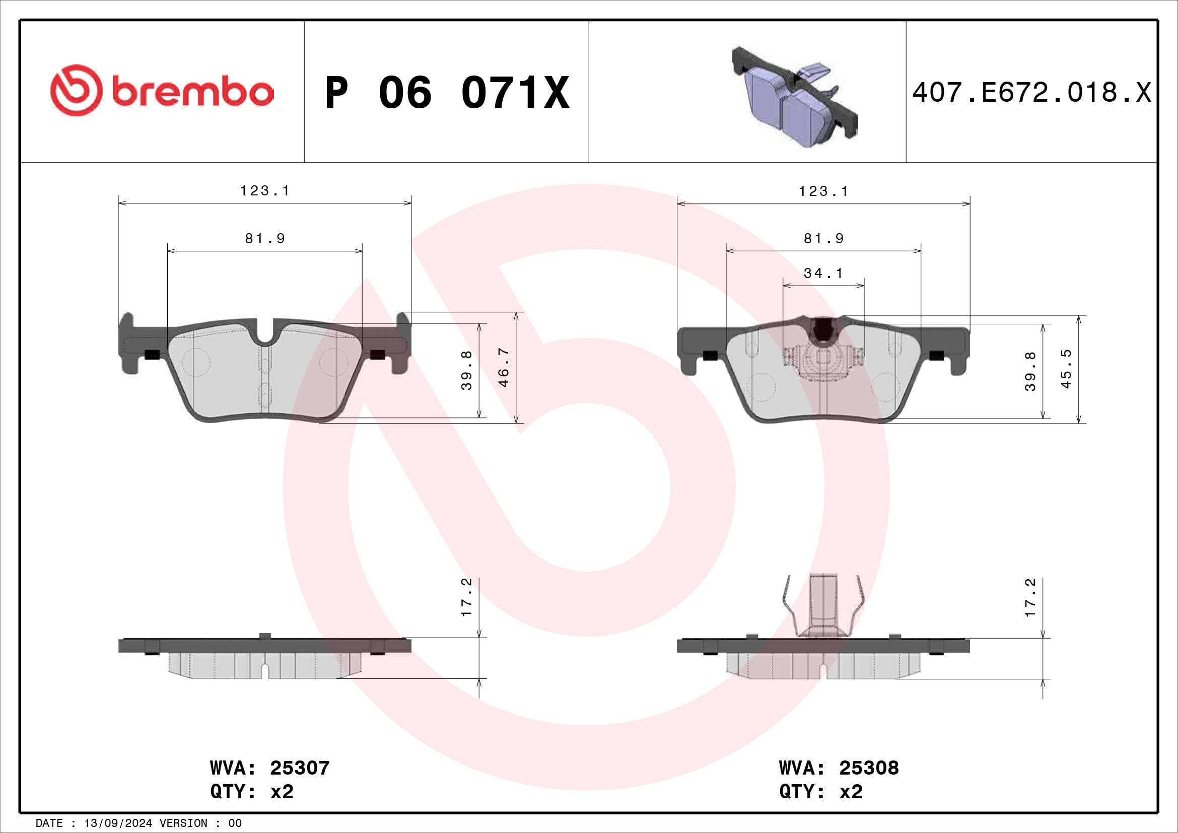 Brembo P 06 071X Pastilla de freno