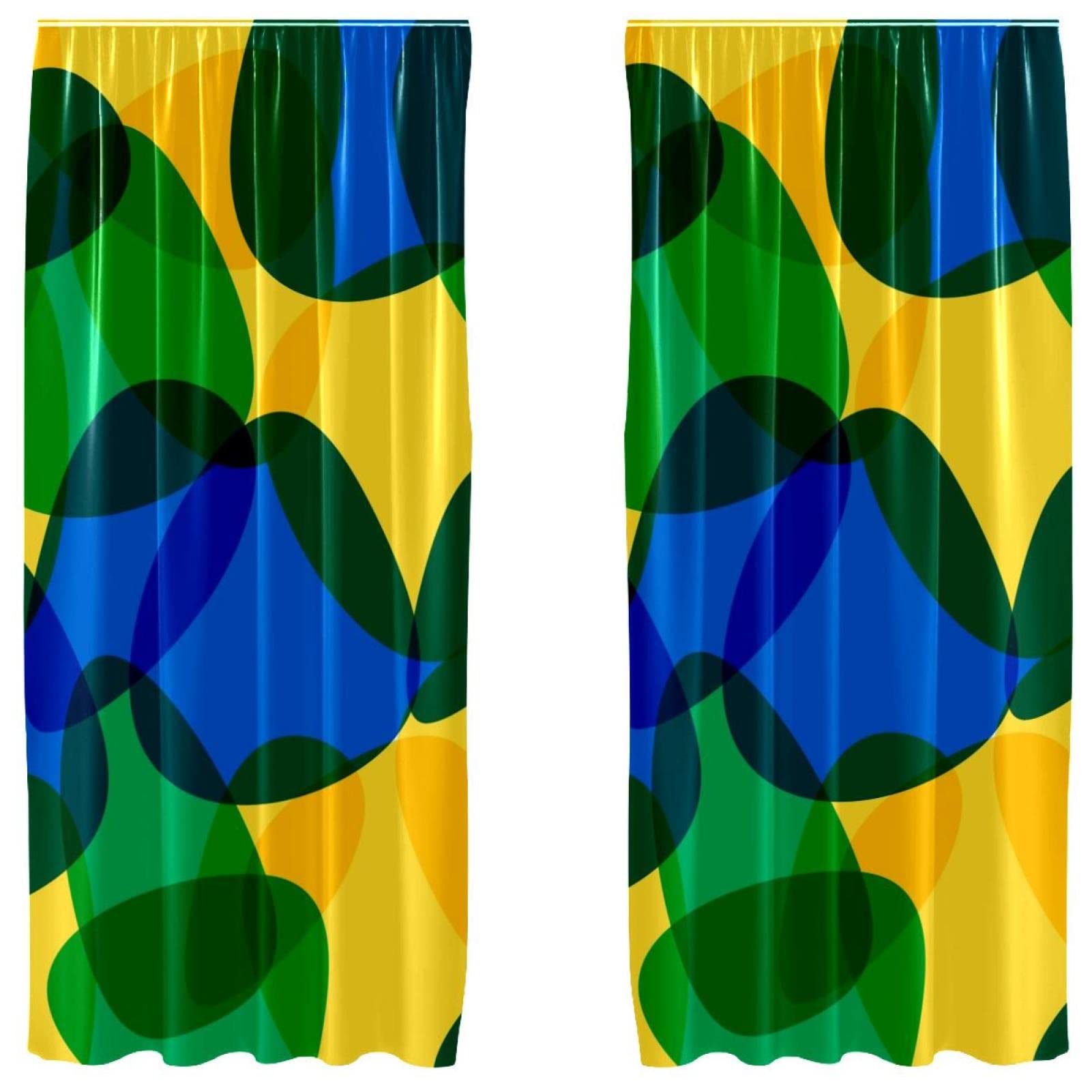 Rideaux occultants Brésil en microfibre jaune et vert | 2 panneaux 140x213cm