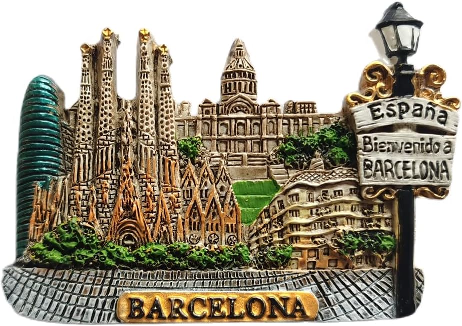 3D Barcelona Spain Landmark Fridge Magnet Souvenir Gift,Resin Handmade Barcelona Refrigerator Magnet Home & Kitchen Decoration Collection