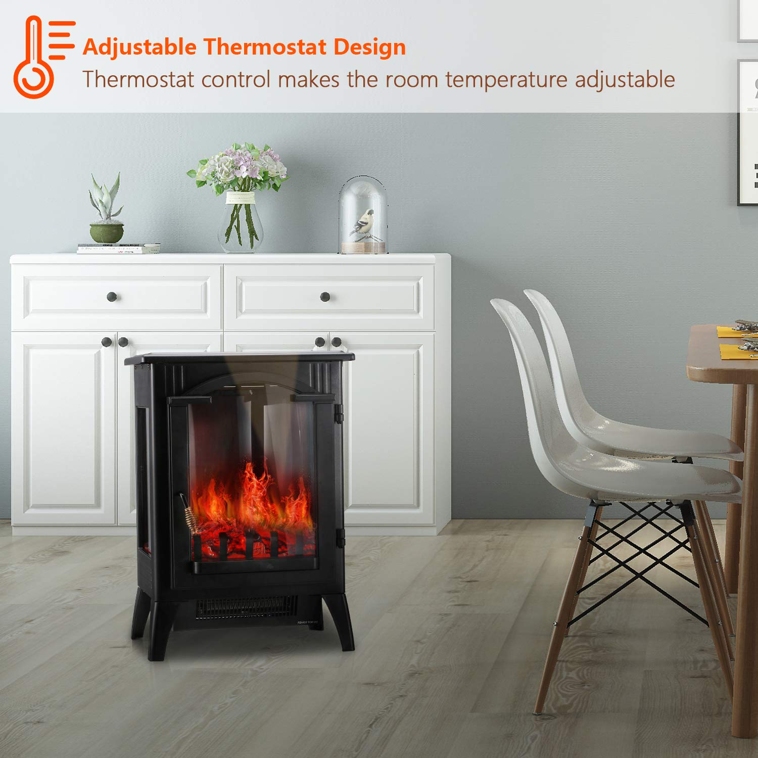 GDY Portable Electric Fireplace Stove, Indoor Compact Wood Stove with