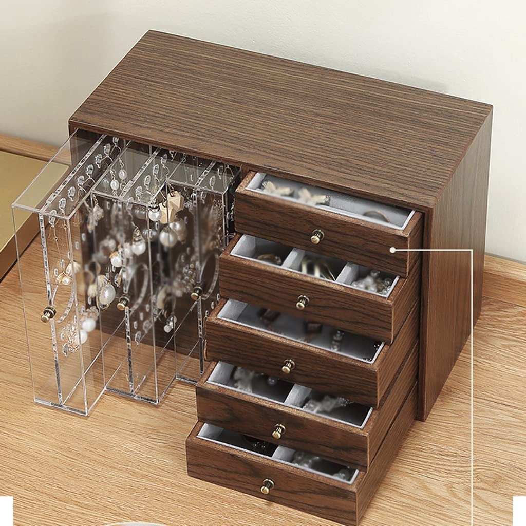 Organizador de Almacenamiento de Joyas Pendientes de madera caja de almacenamiento de joyería multicapa de gran capacidad soporte de exhibición de joyería collar anillo pendientes caja de joyería