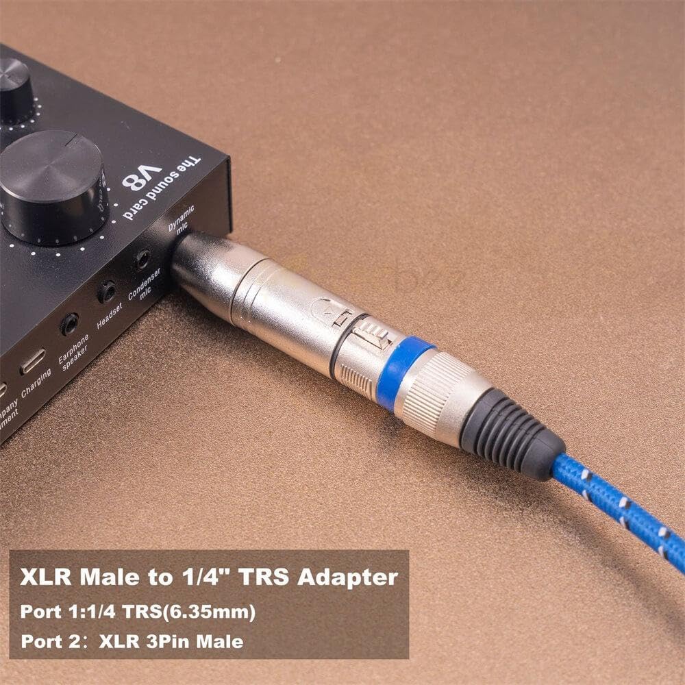 6.35Mm Male to XLR 3 Pin Male Stereo Plug Shielded Microphone Mic Adapter