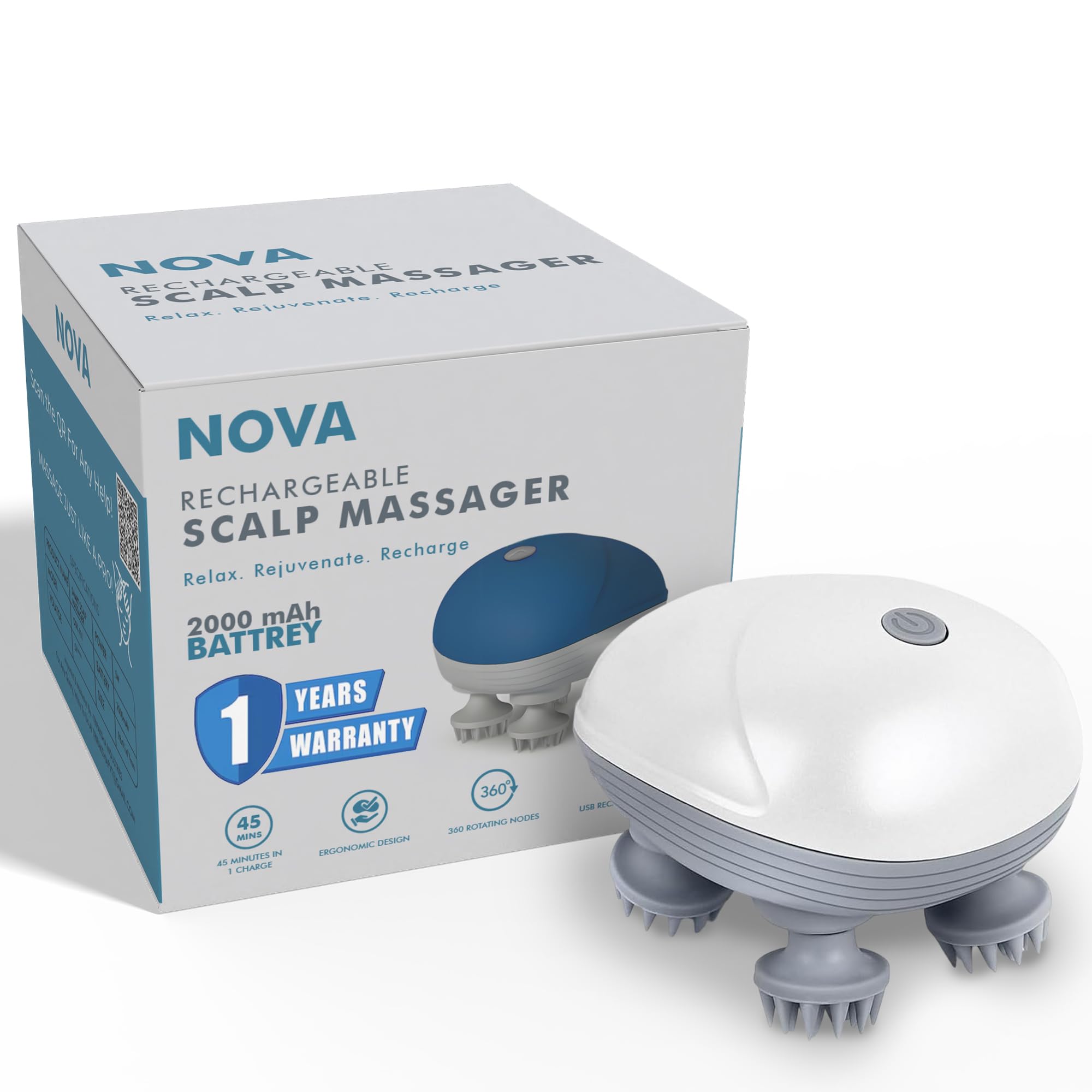 Head Massager For Scalp | Rechargeable Electric Scalp Massager For Hair Growth | 96 Silicon Kneading Points With Detachable Heads | 1 YEAR WARRANTY | MULTICOLOUR