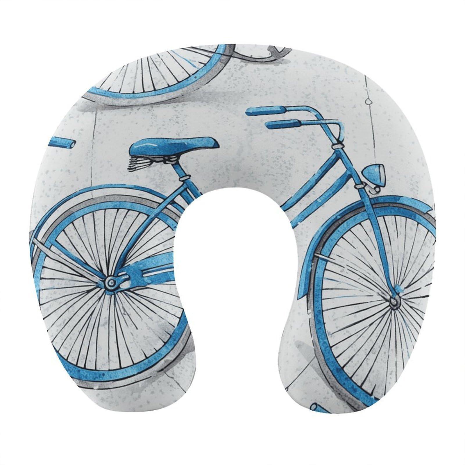 Btcowzrv Style Blue Bicycle U Shaped Neck Pillow Travel Pillows