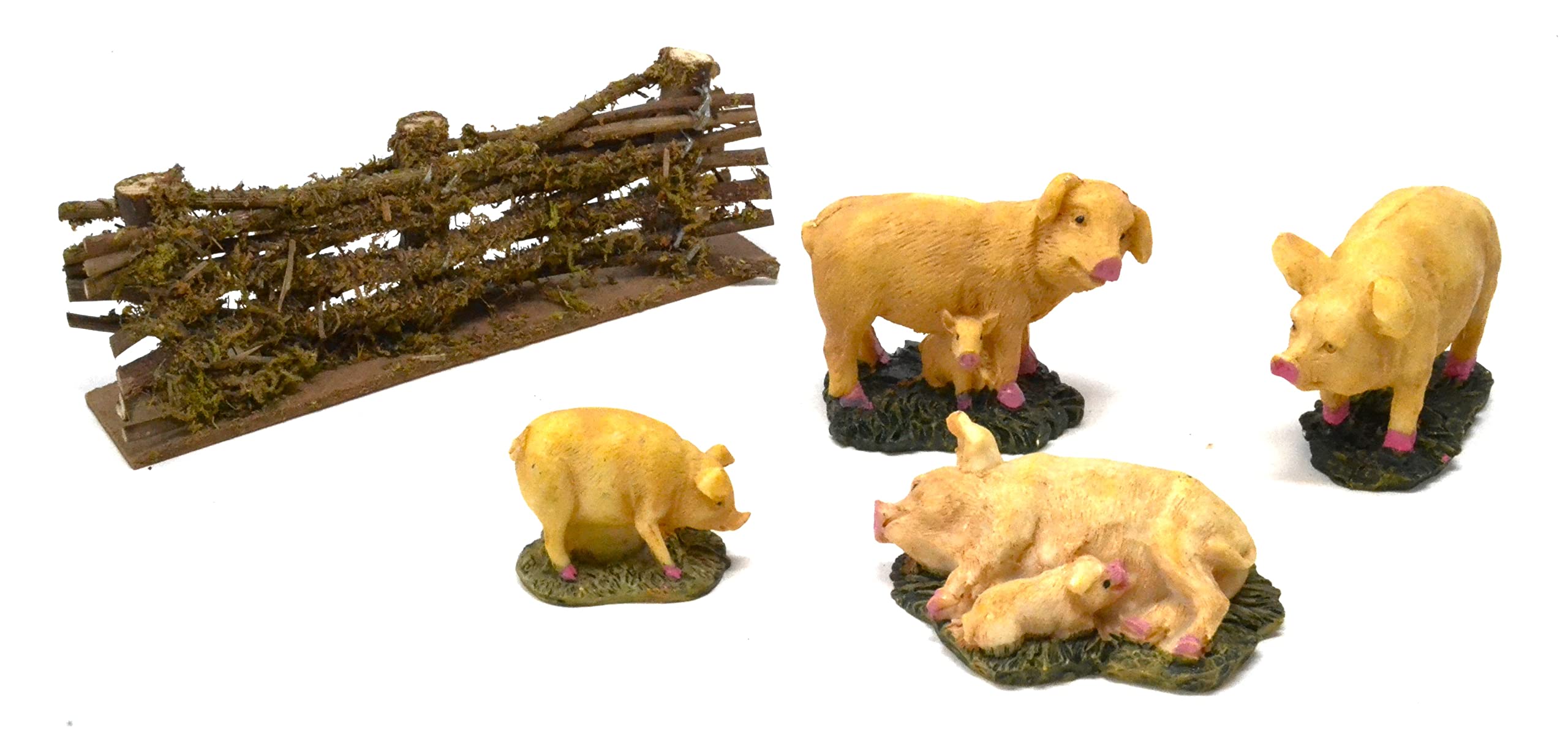 better with friends 4 x Pigs and Piglets 6 cm with Farm Fence Garden Fence Landscape Model Figurines and Farm Animals - Image 3