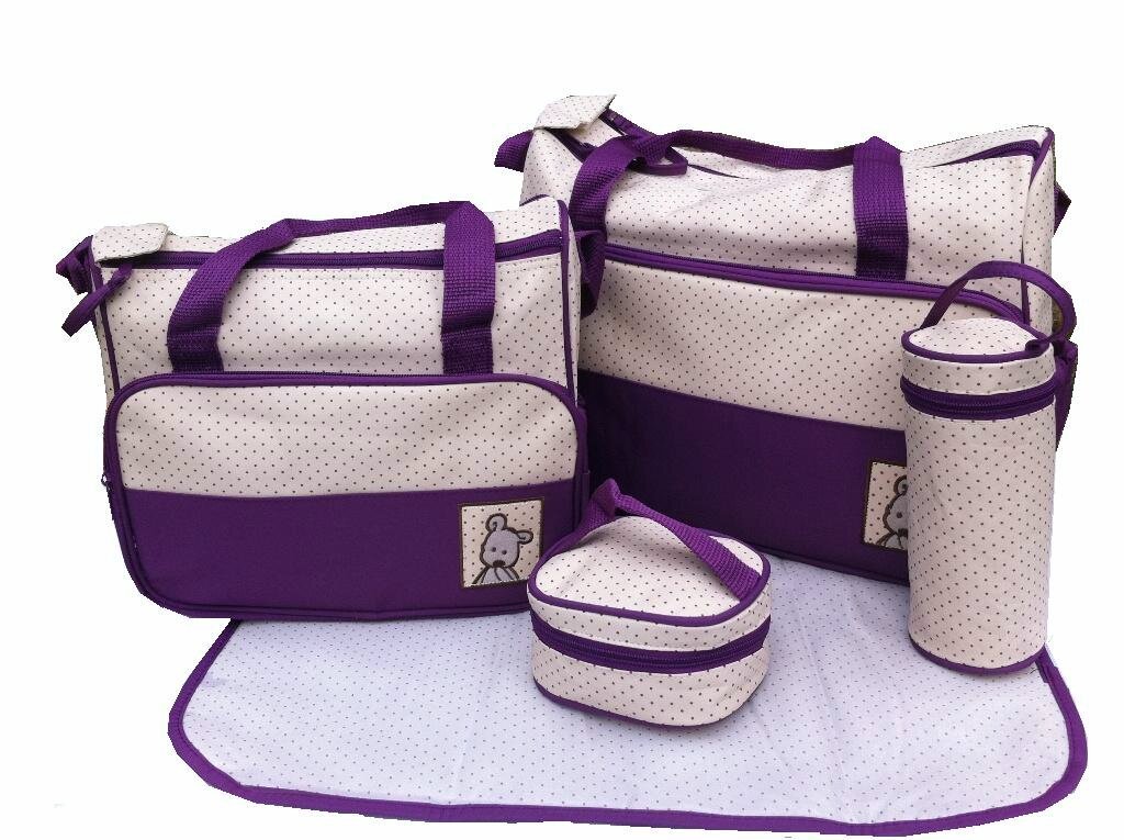 just4baby 5pcs Baby Nappy Changing Bags Set in Purple