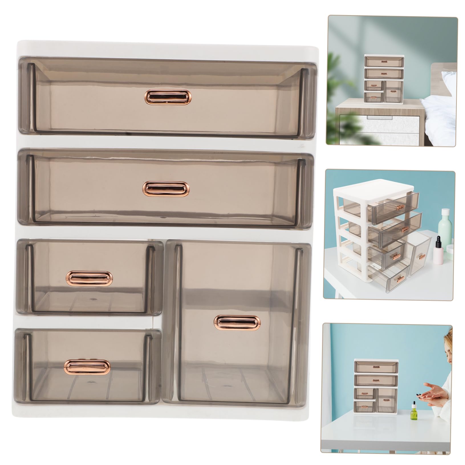 Ciieeo Organizer Da Scrivania Per Toeletta Con Cassetti, Scatola Porta Cosmetici in Plastica Trasparente, Unità Di Archiviazione Desktop Multistrato Per Bagno e Ufficio, Organizer Per Trucco Compatto