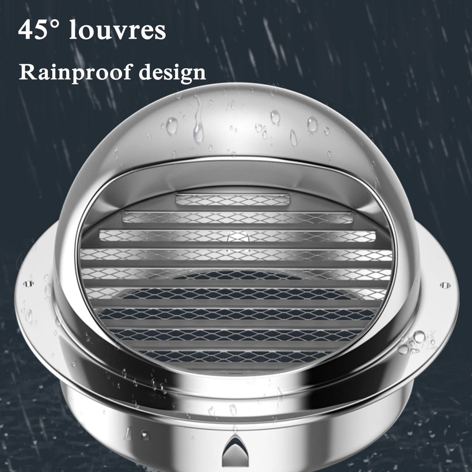 WORDFUN Grille D'évacuation d'air Ronde, Grille Ventilation Hotte, Mural Bouches D'aération, Grille De Hotte Cheminée, Hotte D'échappement, avec Filet Anto-Insectes