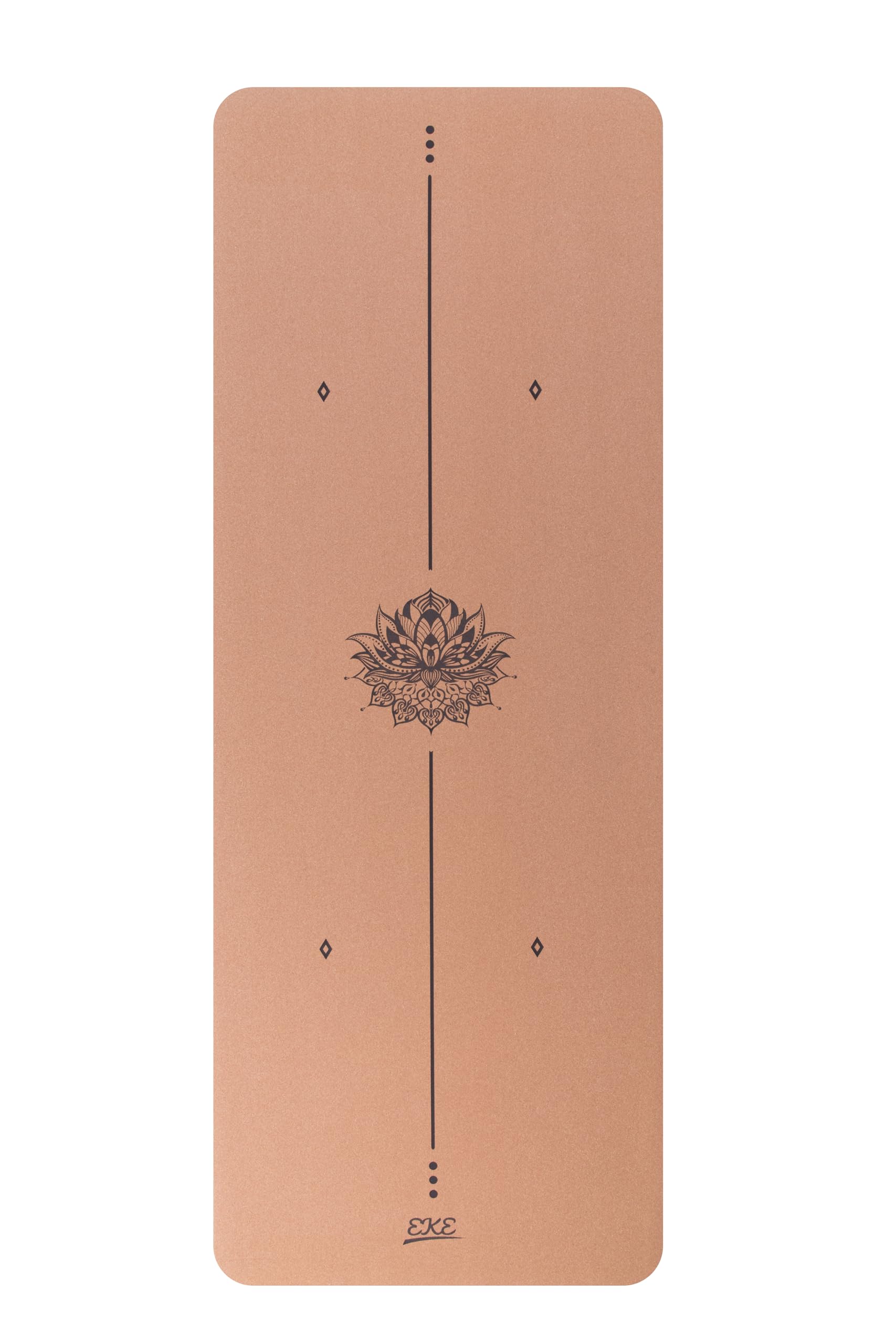 EKE Cork Yoga Mat with body Lines- Non-Slip Sweatproof Surface - 100% Recycleable Materials - Eco Friendly - Made of Cork & TPE - Ideal for Hot Yoga