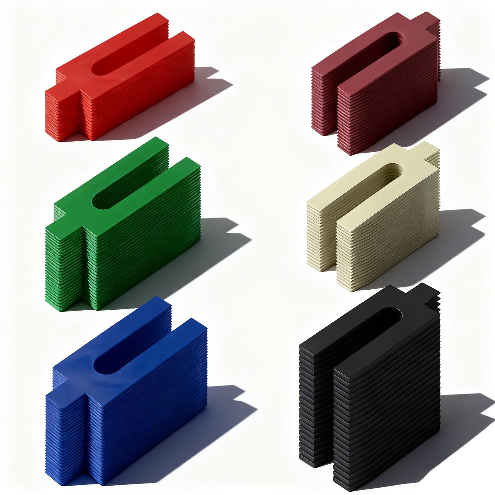 Spessori in Plastica 150 Pezzi Distanziatori 1-6 mm Cunei per Porte 6 Colori