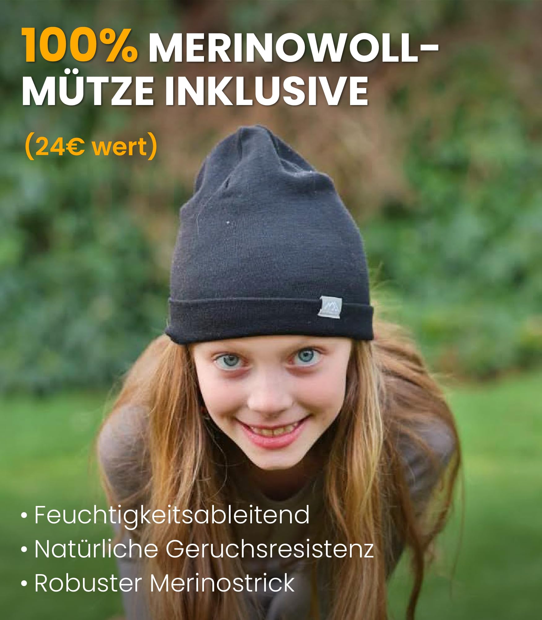 Merino.tech 100% Merino Unterwäsche Kinder Set – Thermounterwäsche Kinder für Jungen und Mädchen, Langarm, Hose, Mütze