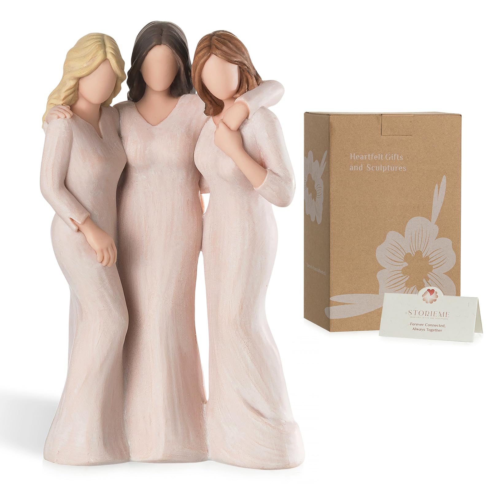 Storieme Regalo di compleanno dell'amicizia per le donne: statuetta in resina con tre sorelle per decorazione mensola, regalo di compleanno per sorella per migliori amiche Bestie