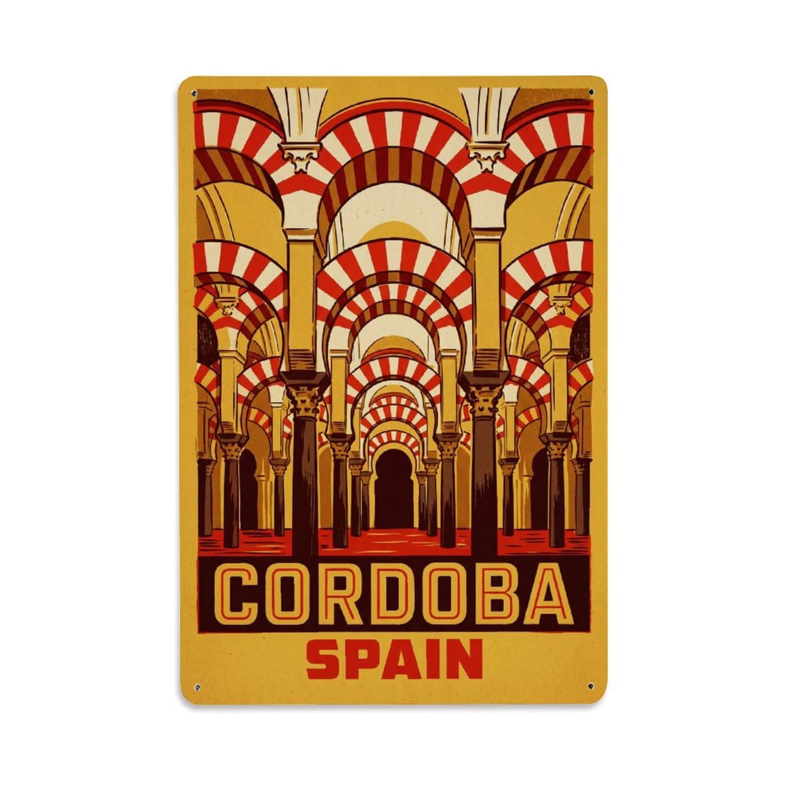 Spain Cordoba Vintage Metal Tin Sign Plaque Wall Decor for Cafe, Club Bar, Office, Garden Metal Poster 8x12Inch