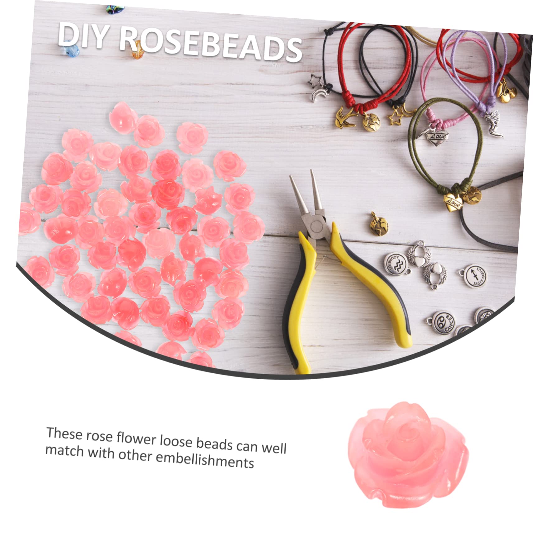 DOITOOL Abalorios De Rosa Sueltos Shell Rosa Para Joyería Diy Para Collares Artesanales 50 Piezas*4