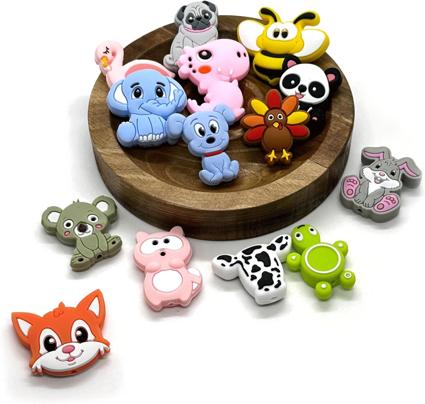 14PCS Animals Silicone Beads, Animals Shape Silicone Focal Beads for Keychain Making, Loose Beads Bulk for Pens DIY Handicrafts Necklace Bracelet Lanyard Pendants - Image 5