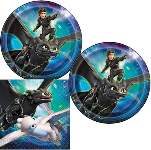 Cómo entrenar a tu dragón 3 platos y servilletas de fiesta para 16 invitados de The Hidden World