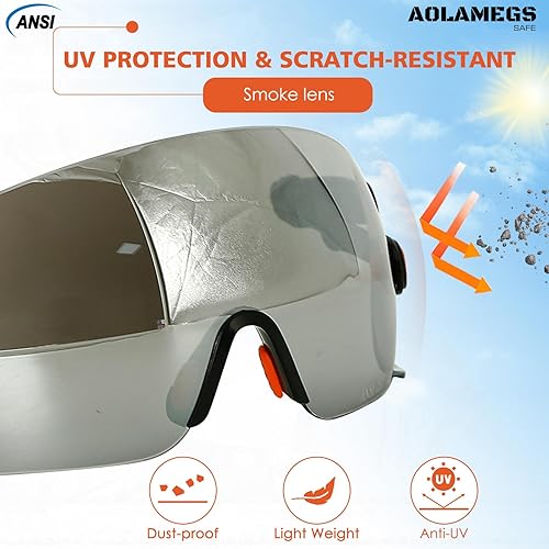 Miniatura 3 de Aolamegs Safe Anteojos de seguridad ANSI Z87, accesorios de visera de casco duro de construcción OSHA, protector de ojos transparente y tintado