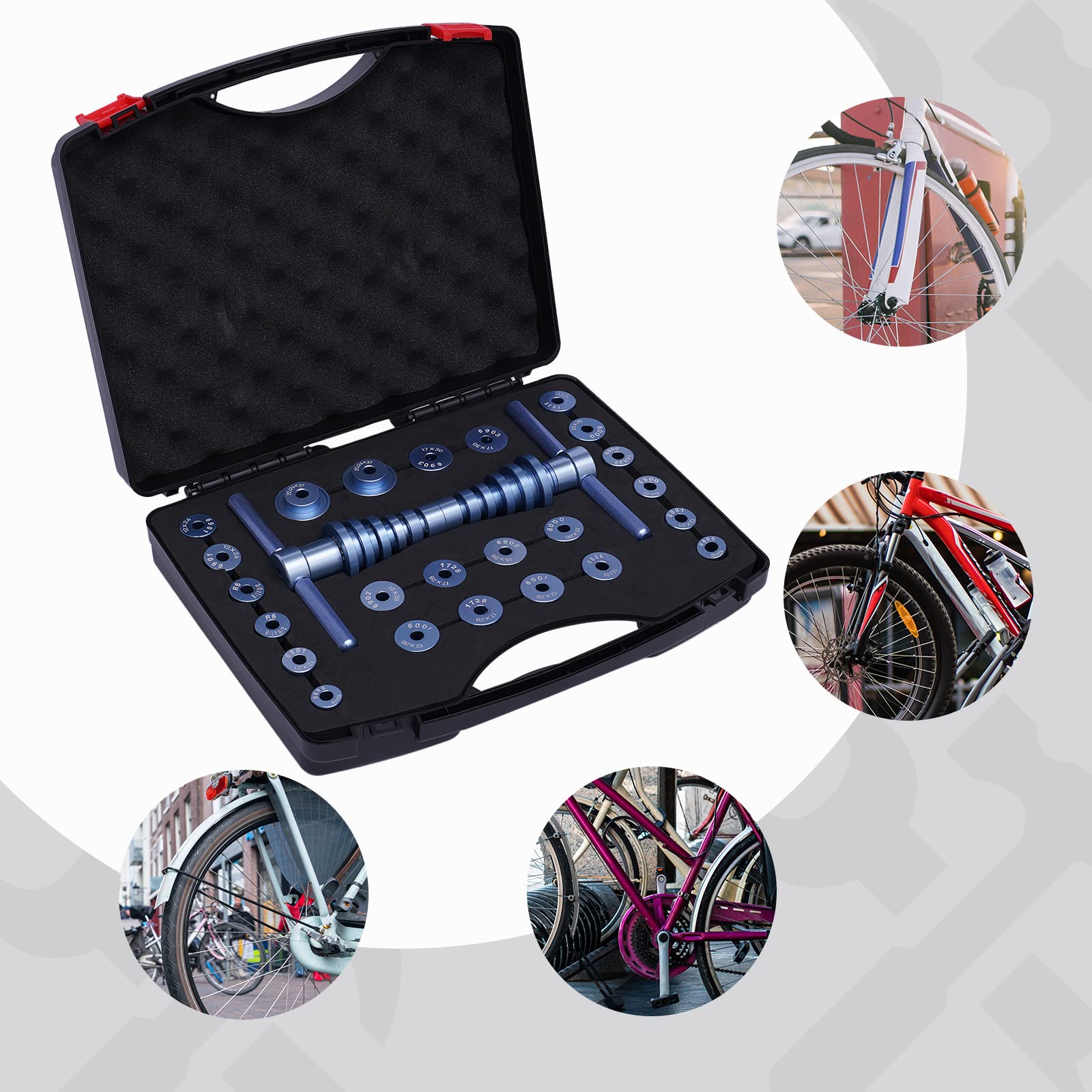 Ensemble de presse pour roulements de vélo, outil de montage de moyeux en acier, ensemble de presse pour roulement intérieur de vélo, outil de montage de moyeux VTT pour différentes tailles de
