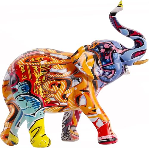 Figuras de resina colorida de elefante para decoración del hogar, sala de estar, dormitorio, oficina, escultura, decoración de obras de arte, regalo