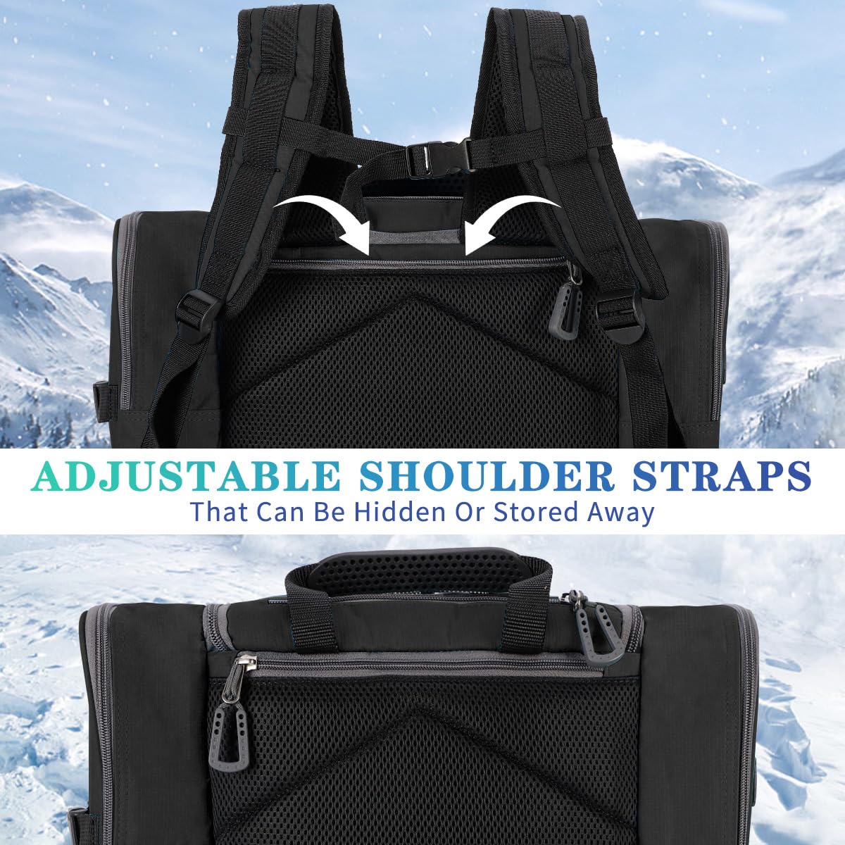 Bolsa para Botas de esquí - Capacidad de 55L - excelente para Viajes con Exterior e Inferior Impermeables, Bolsa para Botas de esquí Unisex para Chaqueta, Casco, Gafas de protección, Guantes