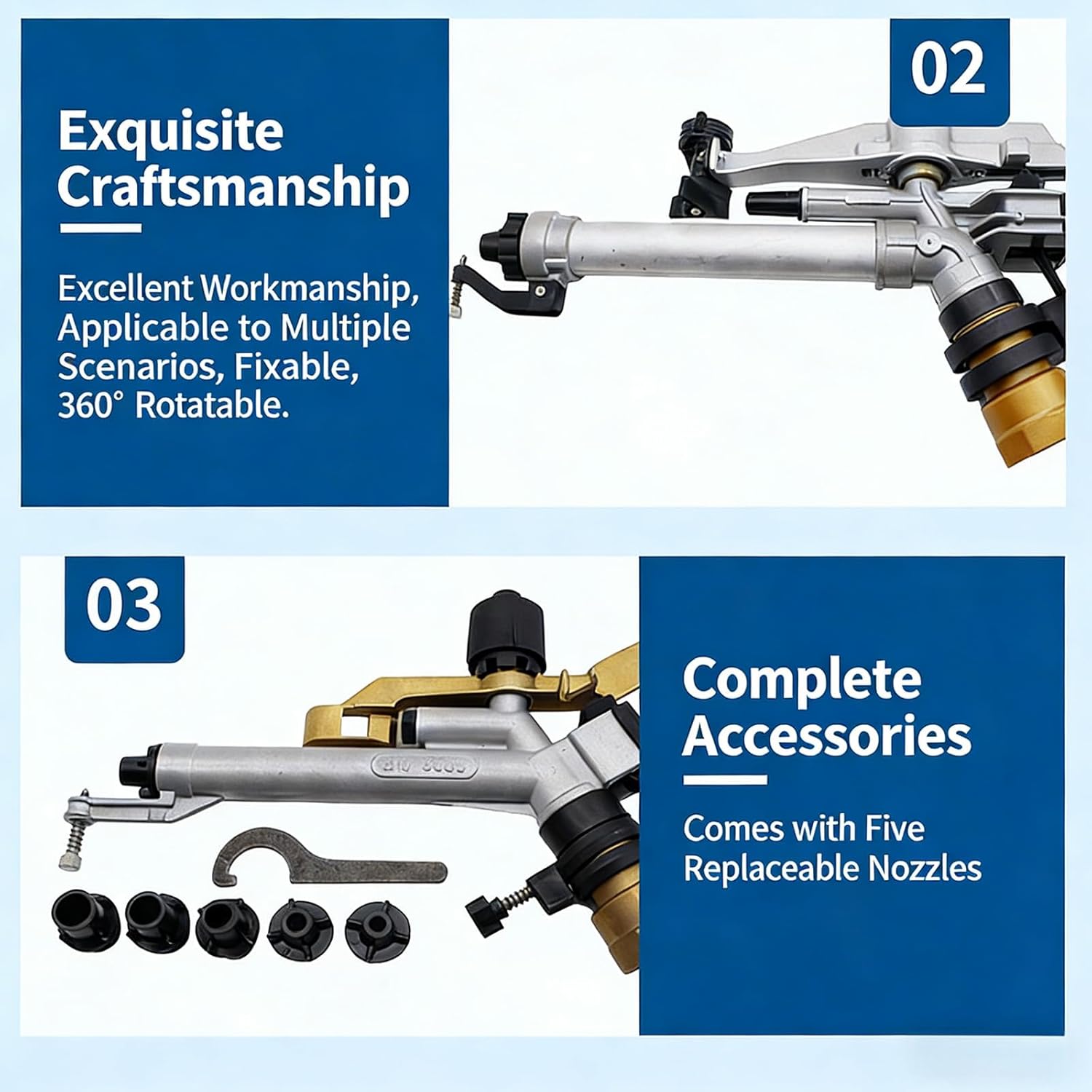 Flexible 360 Direction Operating Water Sprinkler with Metal Case Suitable for Farm Lawns Green Spaces Sprinkler