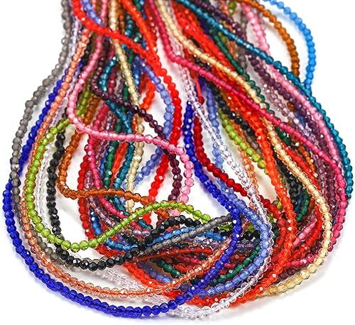 Miniatura 3 de Cuentas redondas de cristal de cuarzo de 0.079 pulgadas, cuentas de vidrio facetadas, cuentas espaciadoras sueltas para hacer pulseras, suministros