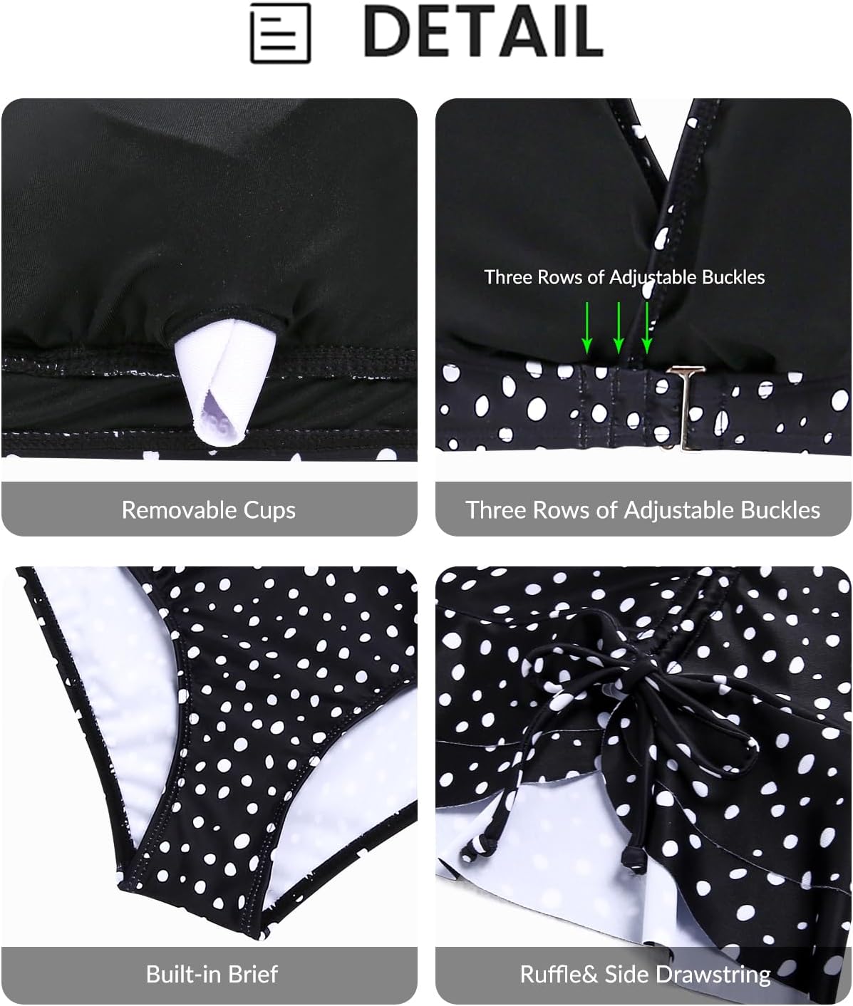 Yonique Womens High Waisted Bikini with Skirt Two Piece Swimsuit with Tummy Control Halter Bathing Suit - Image 4