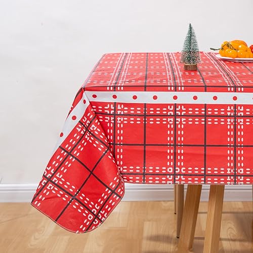 Vista 95 de Mantel rectangular de vinilo de 52 x 70 pulgadas con reverso de franela, mantel para el día de San Valentín, mantel de hule 100% impermeable Azul