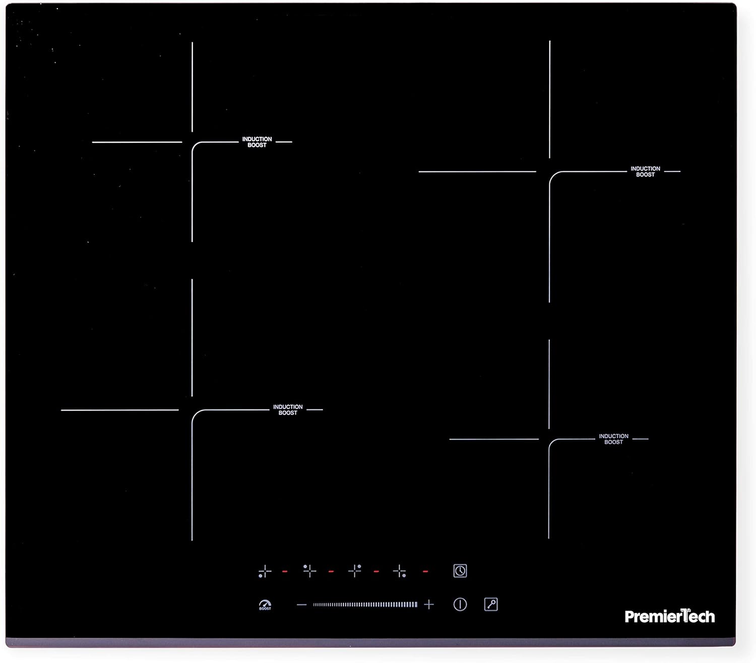 PremierTech Piano Cottura a Induzione 4 Zone 60cm da incasso Touch Control Funzione Boost Led Display Vetro front smussato PT-PC4I PremierTech Piano Cottura a Induzione 4 Zone 60cm da incasso Touch Control Funzione Boost Led Display Vetro front smussato PT-PC4I