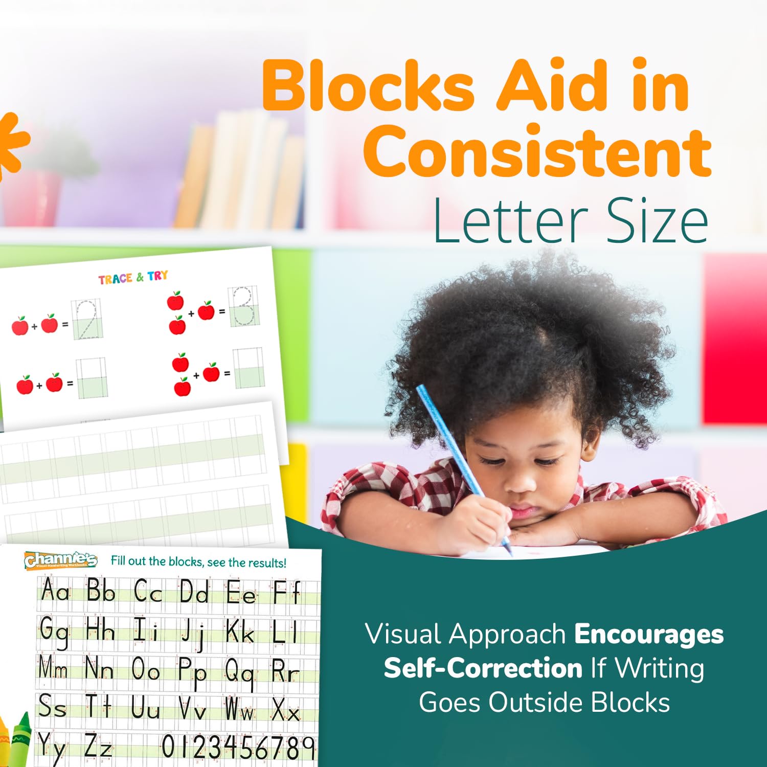 Channie's PreK Lot de 3 cahiers d'apprentissage et de traçage pour l'écriture manuscrite et les chiffres – Lettres de l'alphabet et chiffres pour l'école à la maison et après l'école