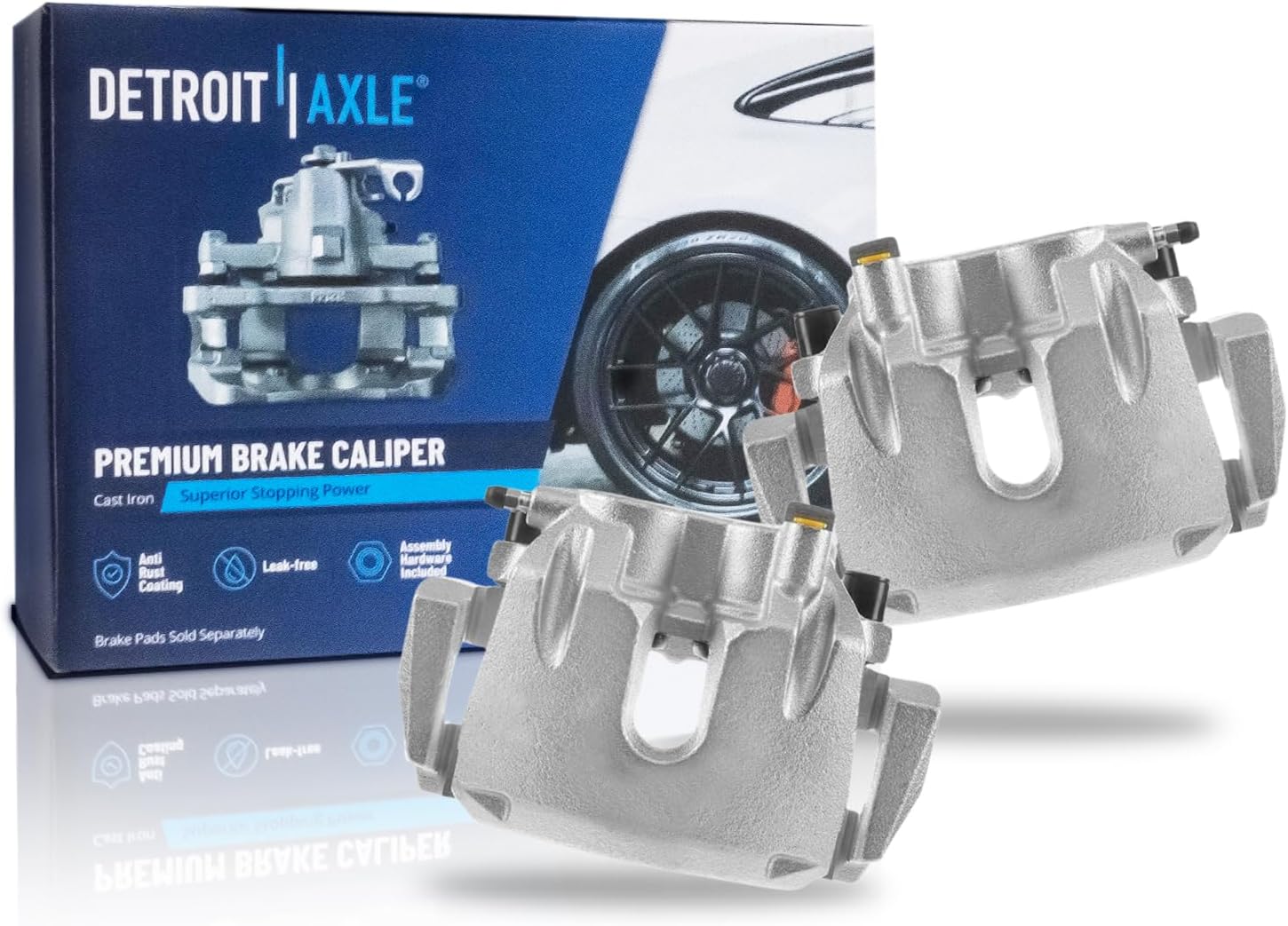 Detroit Axle 2‑Piece Front Brake Caliper Kit with Brackets for 2011–2017 Jeep Grand Cherokee / 2011–2018 Dodge Durango