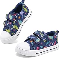 Vista 7 de K KomForme - Tenis de lona para niños y niñas de dibujos animados con doble velcro