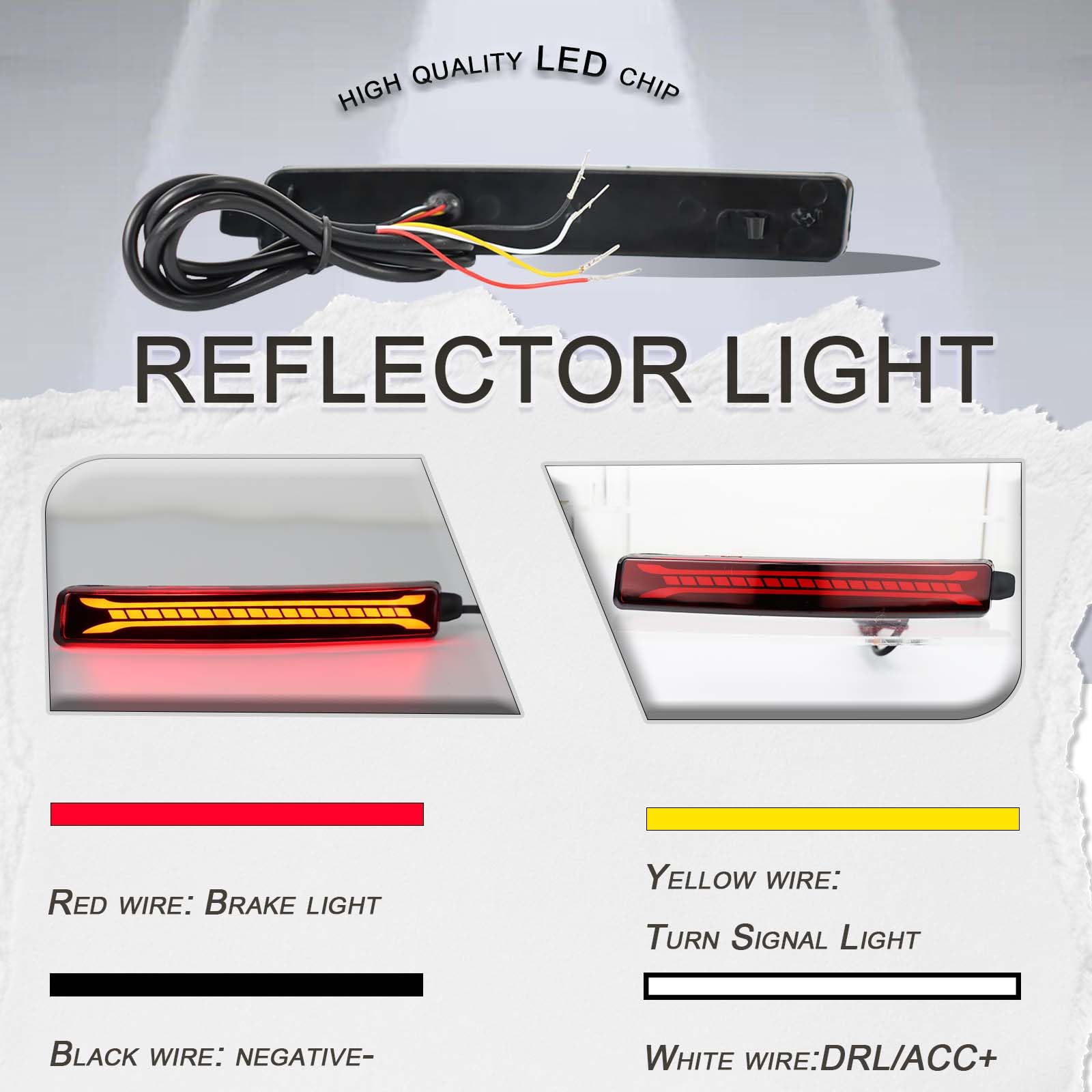 GEEGEETOP 2PC Full Lens LED DRL Rear Reflector Light Brake Lamp Sequential Turn Signal Feature Compatible With Cadillac CTS Sedan&GMC Acadia&Buick Enclave&Chevy Equinox&for Pontiac Sunfire (Red)