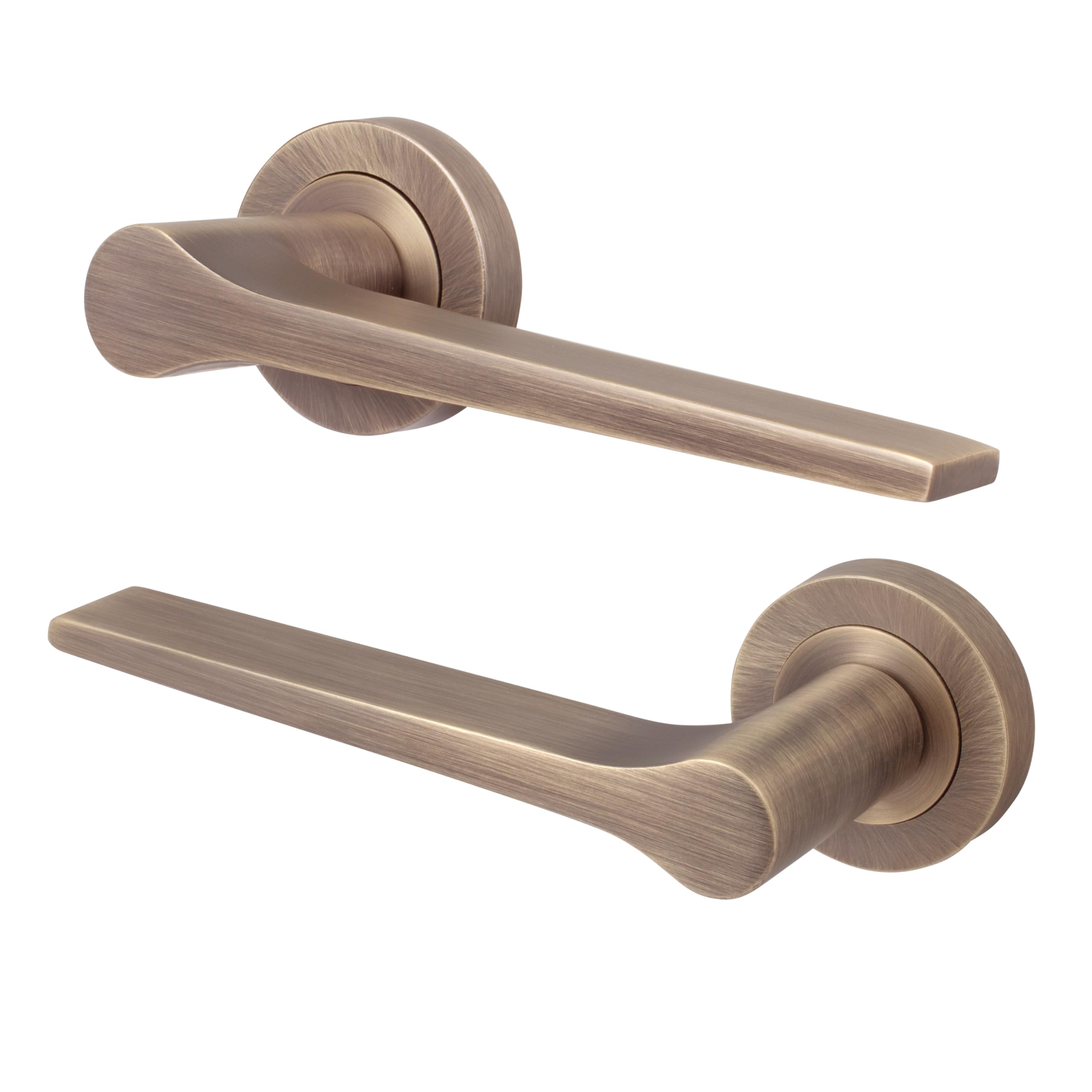 EAI Antique Brass Door Handle, Internal Lever on Rose Door Handle, Tarna Range 1 Pair